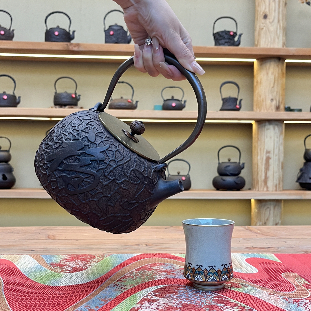 日本原版纳福纯手工无涂层复古煮水砂铁壶家用茶壶茶具套装