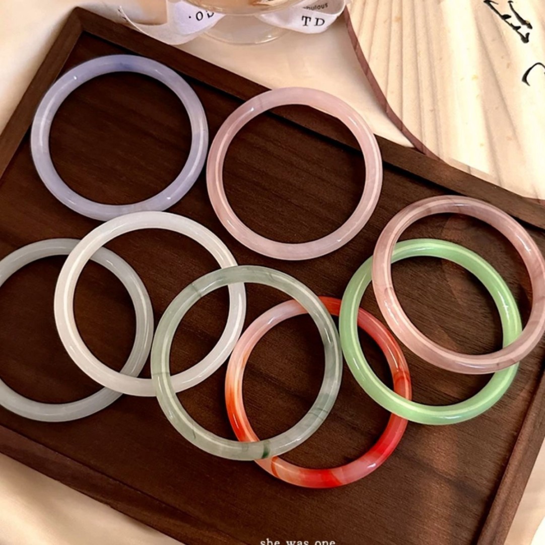 非金属玻璃手镯 自选叮当镯美人镯贵妃镯圆条戒指猫眼冰透手镯