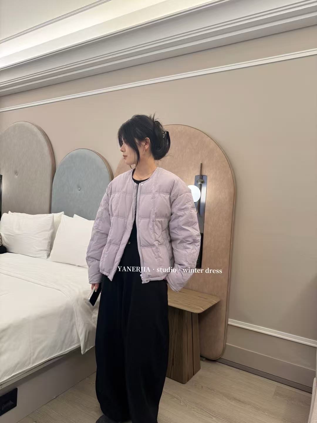 5211# 圆领女设计师款立领冬季简约女士时尚外套