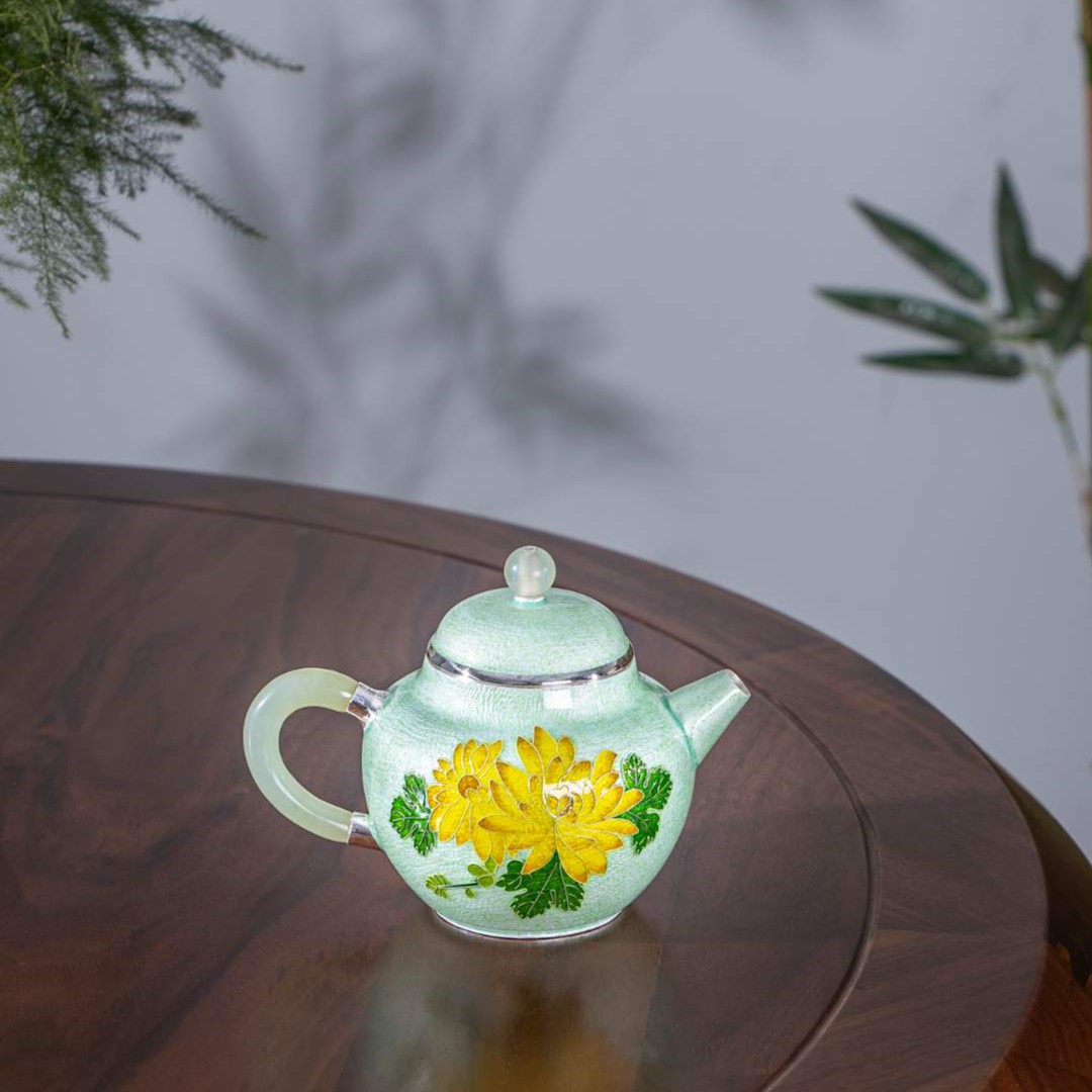 蜂鸟工坊 出口 七宝烧菊花掇只茶壶泡茶壶高端 FNN1368