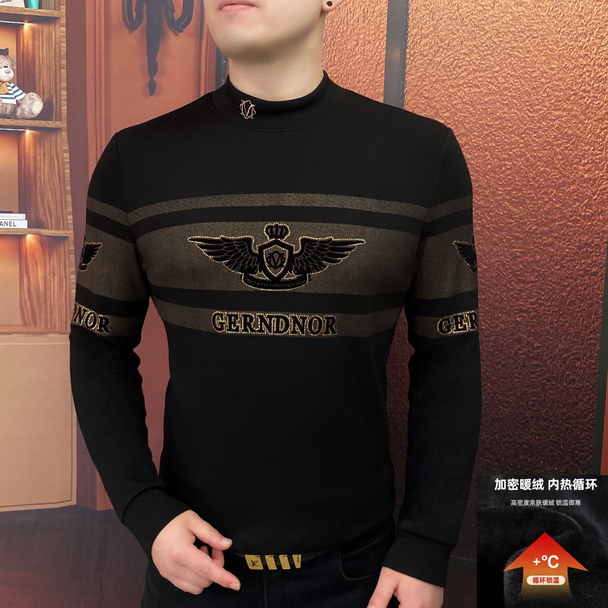 《尊翼》秋冬新款加绒卫衣男士长袖潮流休闲商务时尚帅气修身Z