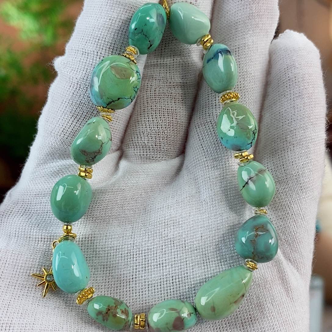 绿松石珠宝奇石18K金镶嵌