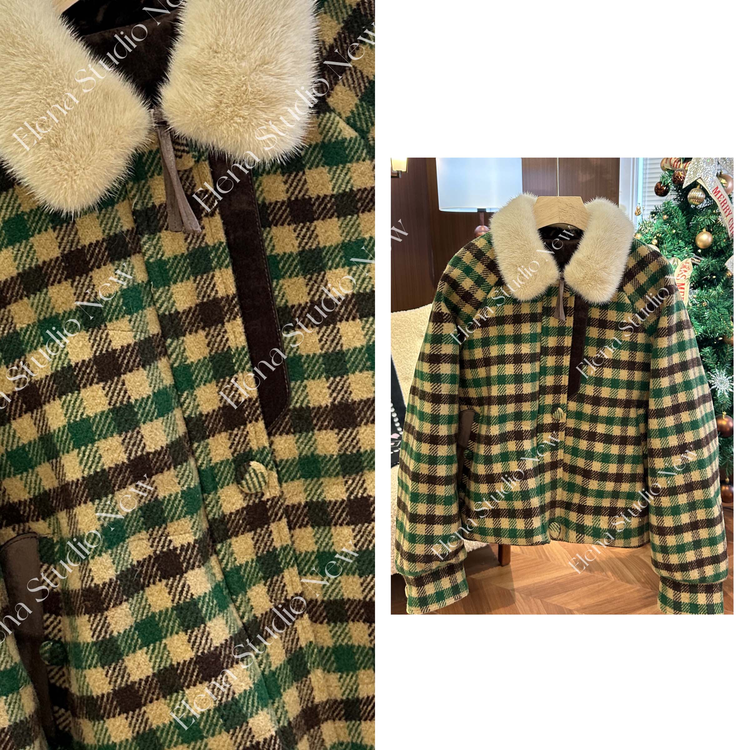 大甜甜【棋盘格】设计感精致小香风羽绒服气质百搭鹅绒服