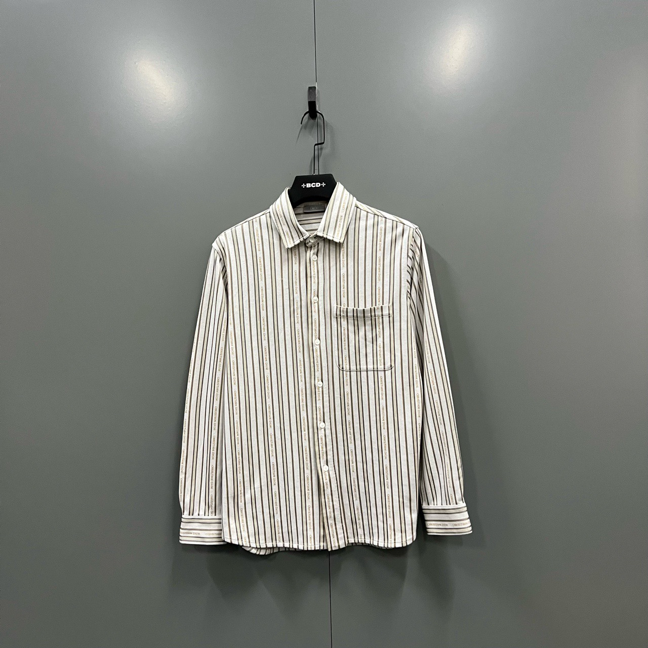 95新 DIOR/迪奥 (ll) 迪奥 条纹字母标语印花衬衫 XS轻微勾丝