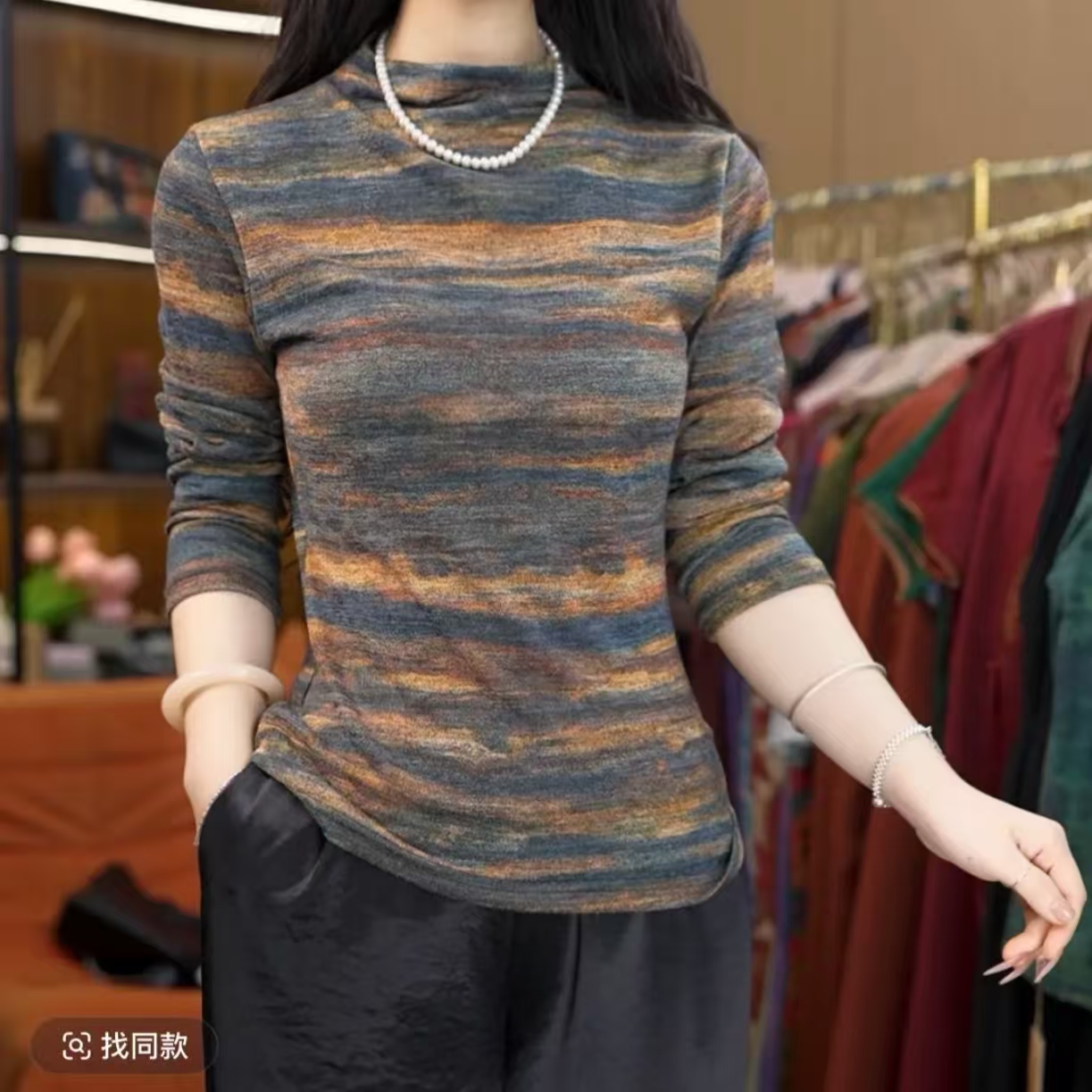 【水墨丹青】双面德绒打底衫 不挑人款 秋冬时尚 设计感显瘦 流行