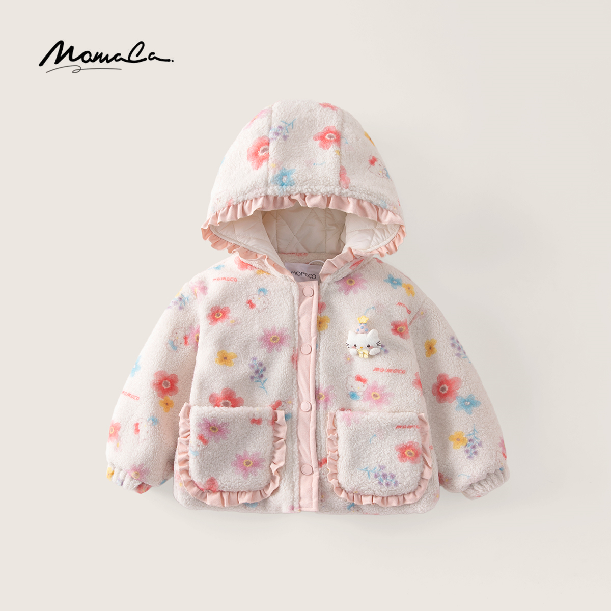 MOMOCO冬季25新款女童洋气扎染加棉加厚毛毛外套77830107047