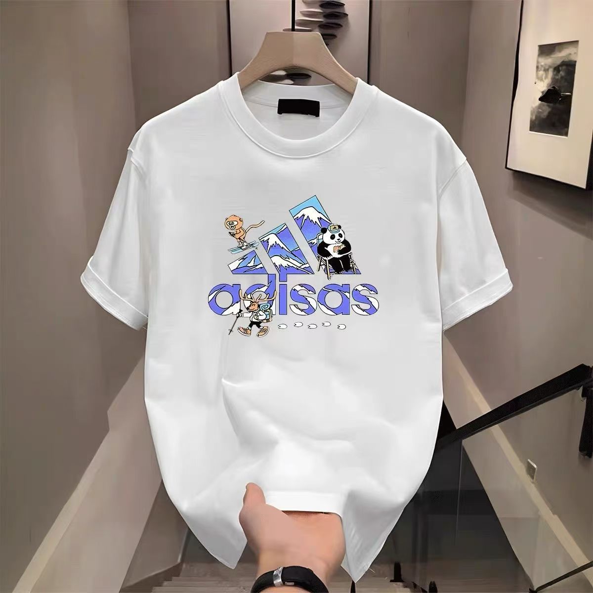 夏季圆领半袖上衣印花T恤时尚夏季休闲韩版潮流ins情侣春夏款