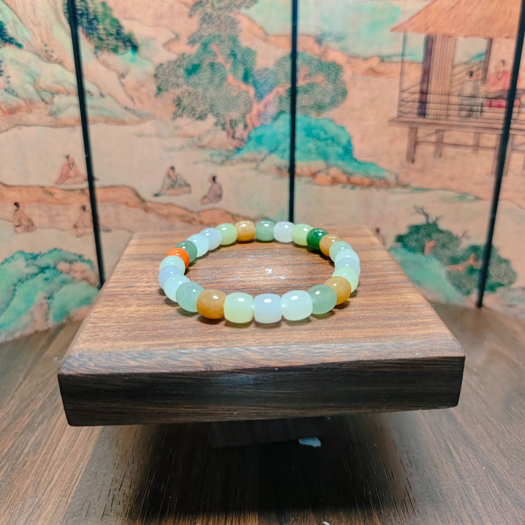 K和田玉多宝桶珠手串（卡8）1856