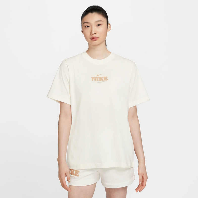 商场同款耐克女款纯棉短袖背标印花宽松彩色标运动T恤夏HF6180133