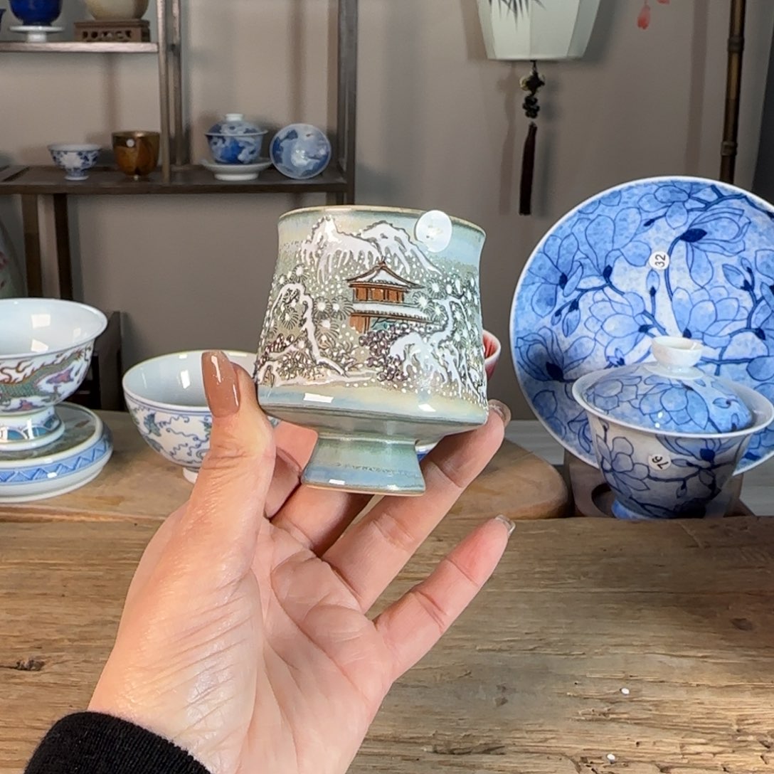 杯景德镇陶瓷柴烧多人