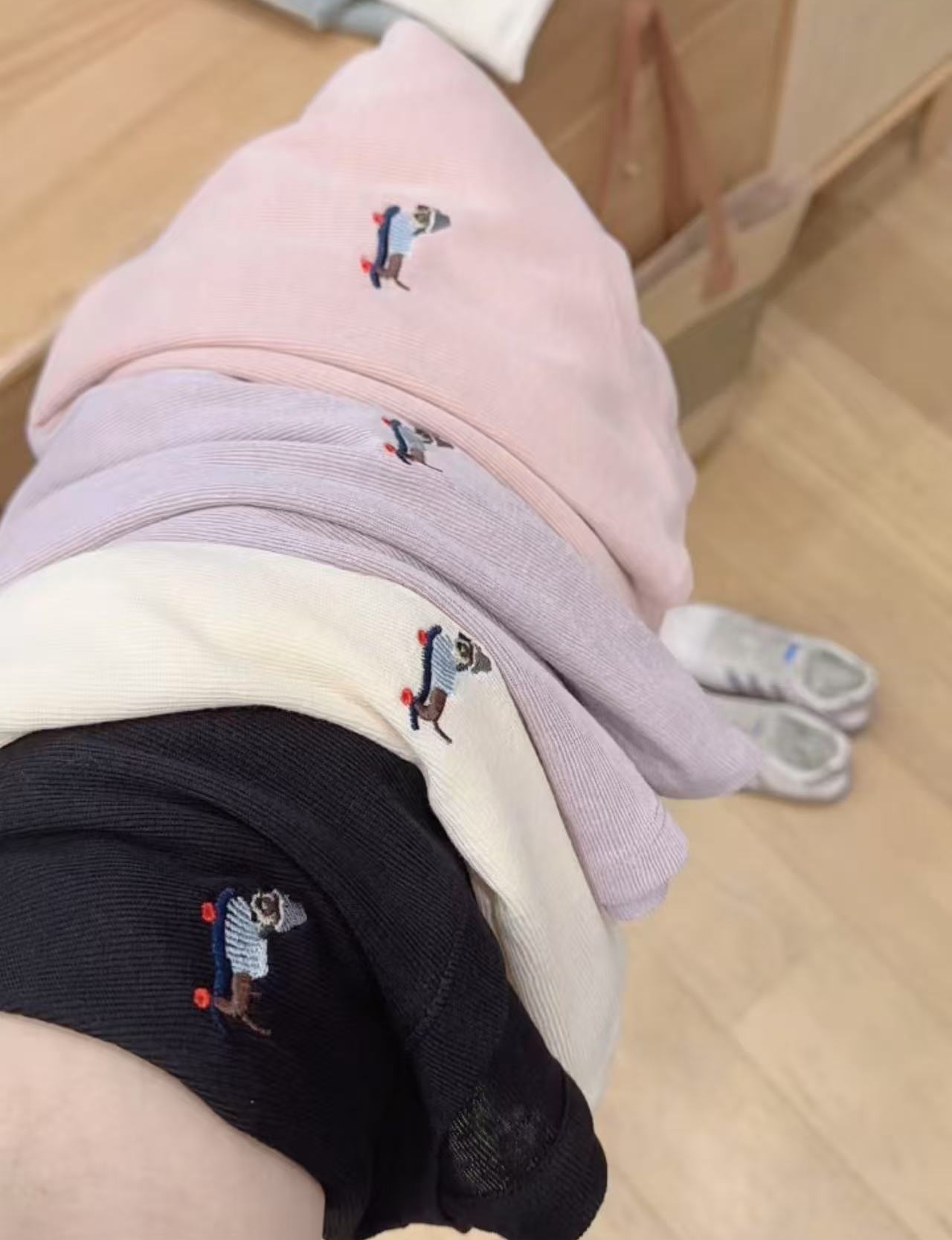 七言家巨好看！夏季ins穿搭滑板小狗刺绣雪花短袖8