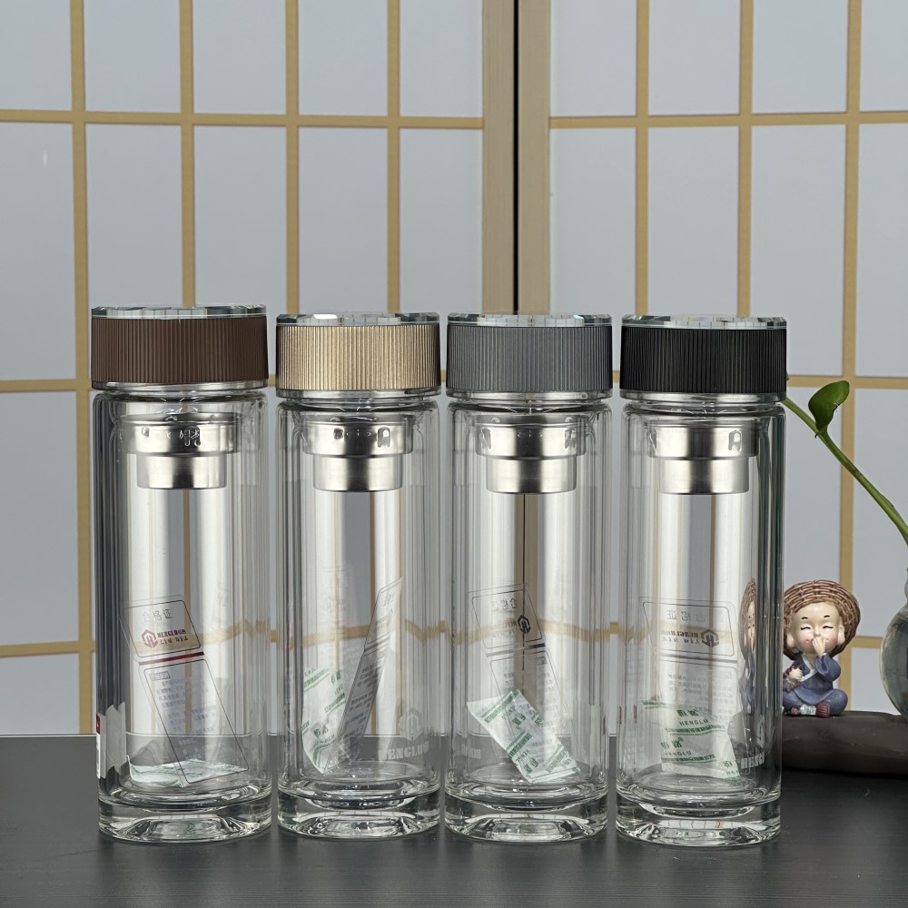  恒路521透明盖子双层加厚泡茶杯玻璃杯