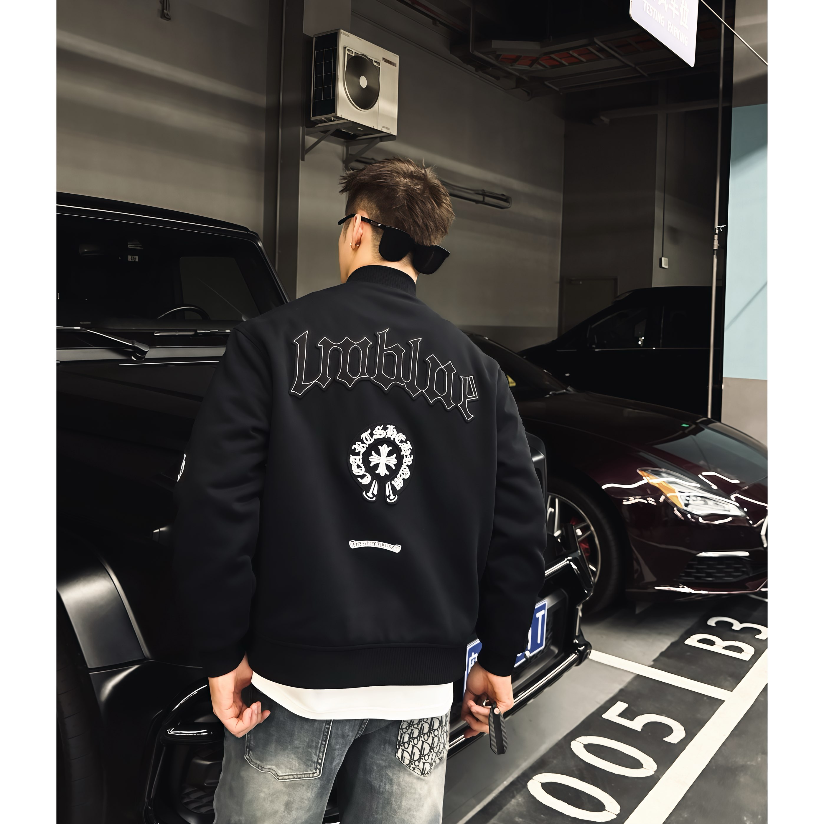 SAM【贵介公子】冬季轻奢高定梵文绣花雍容显贵加厚夹棉棒球领棉服