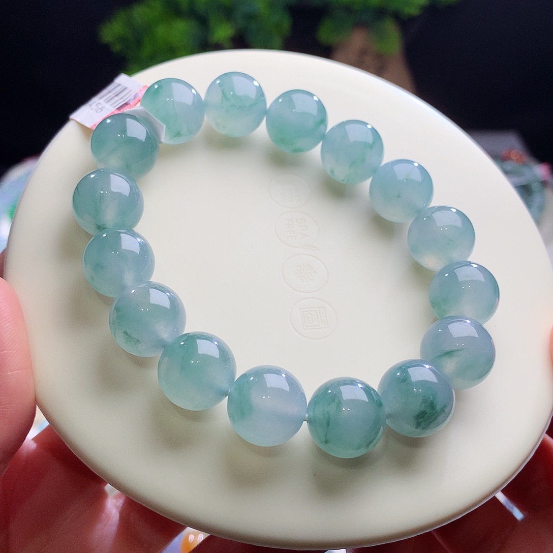 未镶嵌手串翡翠卡13mm正冰冰胶晴底飘花