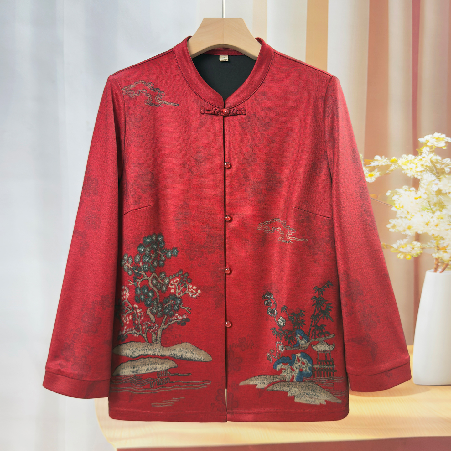 奶奶秋装中国风唐装上衣老年人女装春秋妈妈衬衫老人婚宴生日衣服