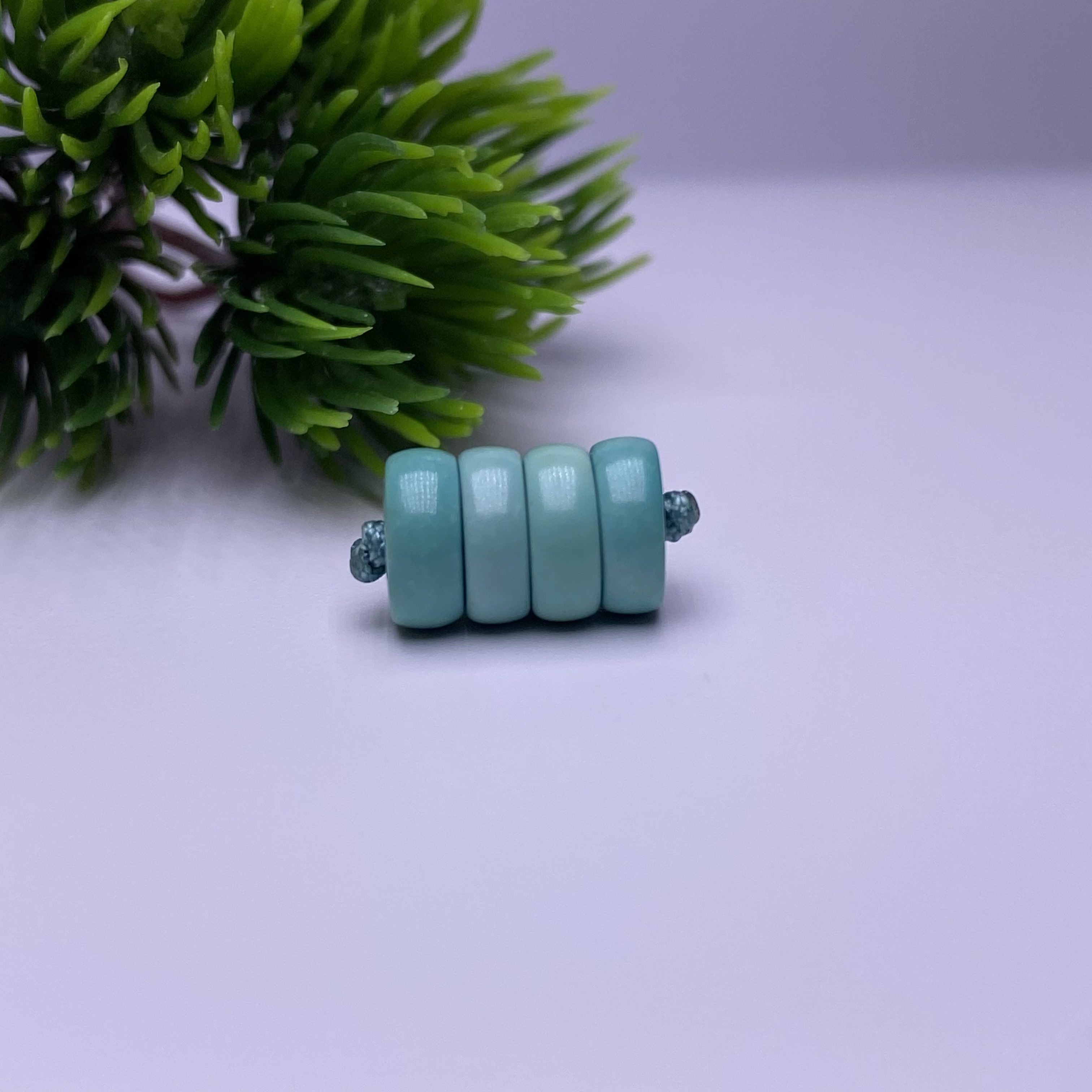 绿松石直切隔片隔珠高瓷果冻绿料尺寸7.2x3mm重1.15克