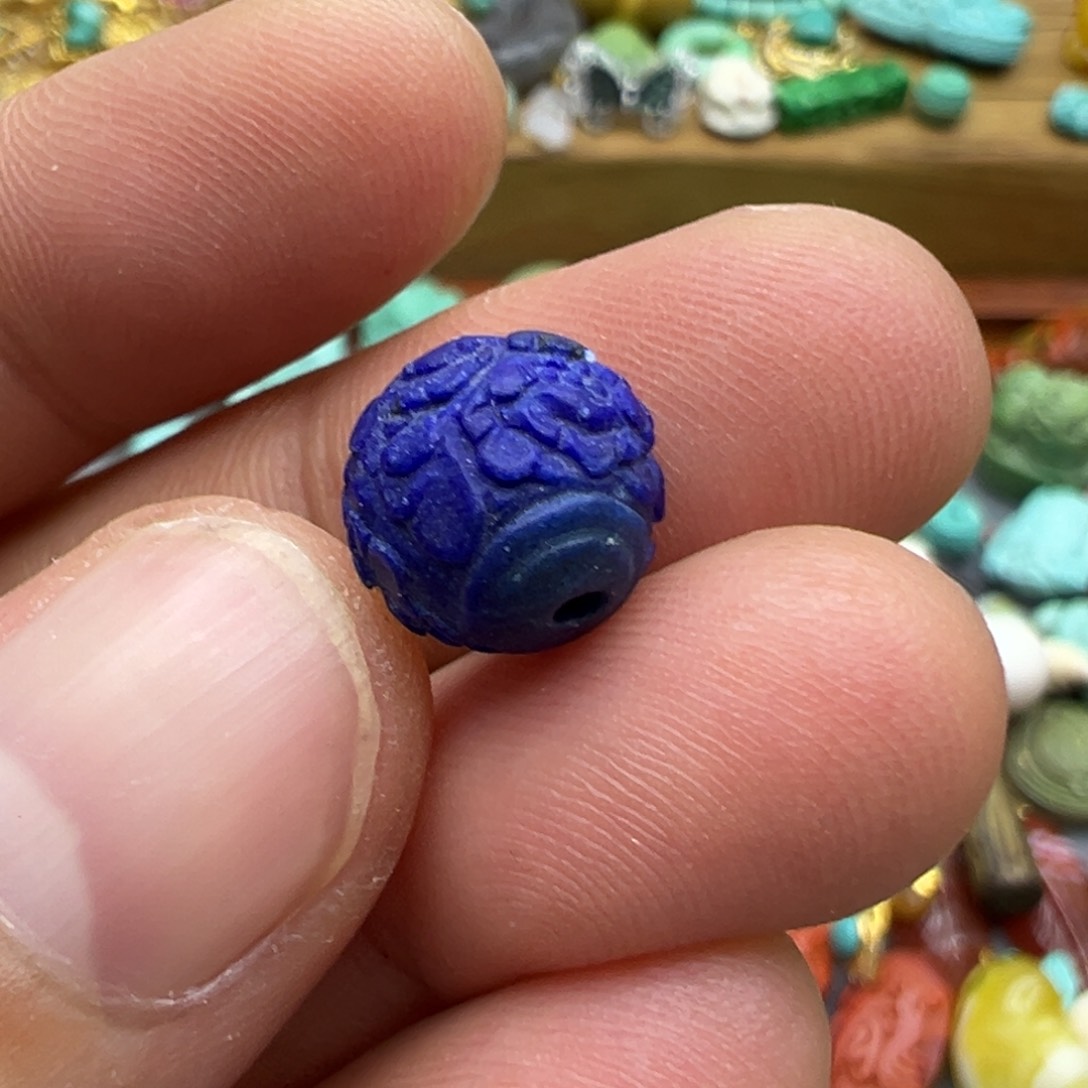 青金石颈饰合金玫瑰花珠