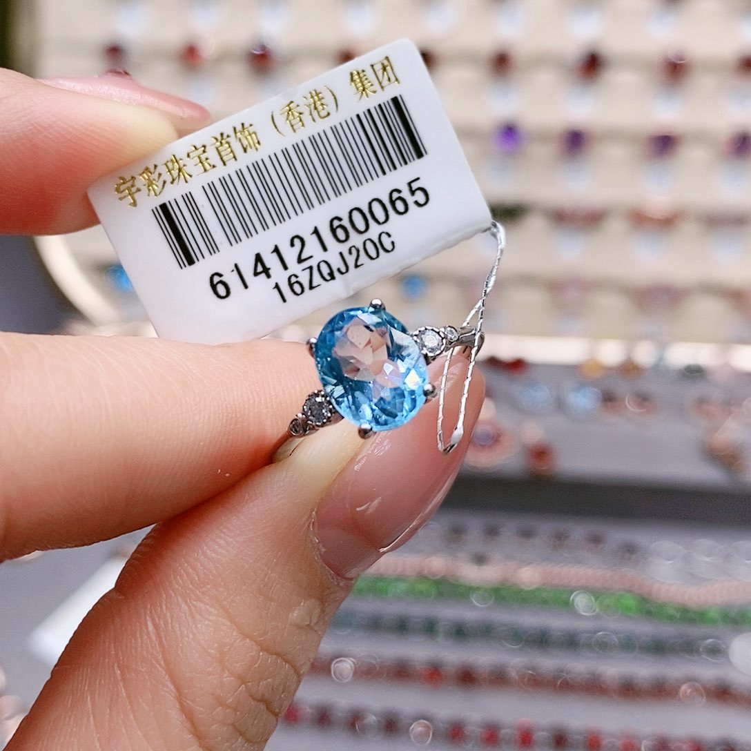 托帕石戒指银S925镶嵌戒指