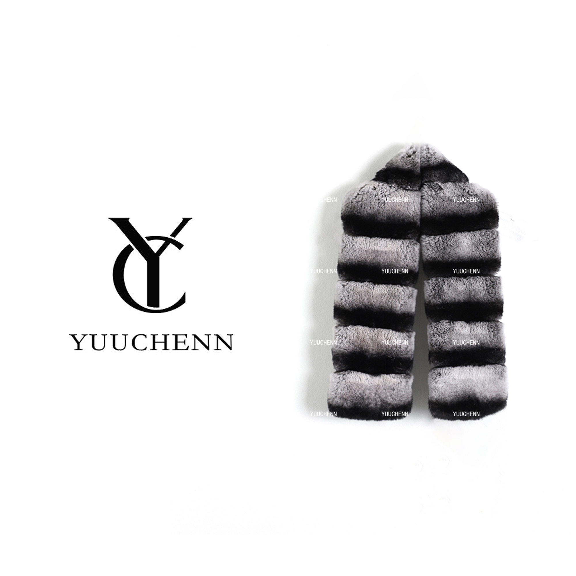 YUUCHENN 黑白条纹围巾保暖秋冬气质时尚围脖25C-W63017