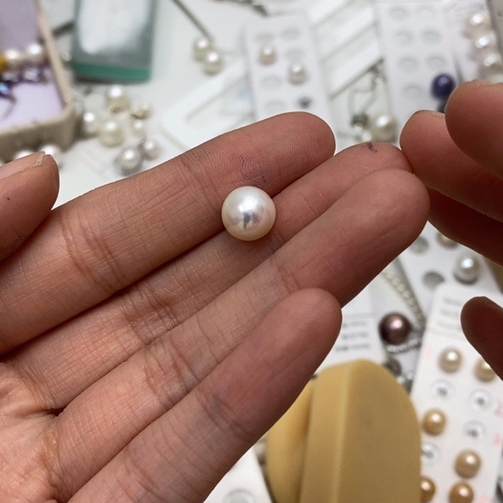 兰***总淡水珍珠路路通8.8m银S925镶嵌