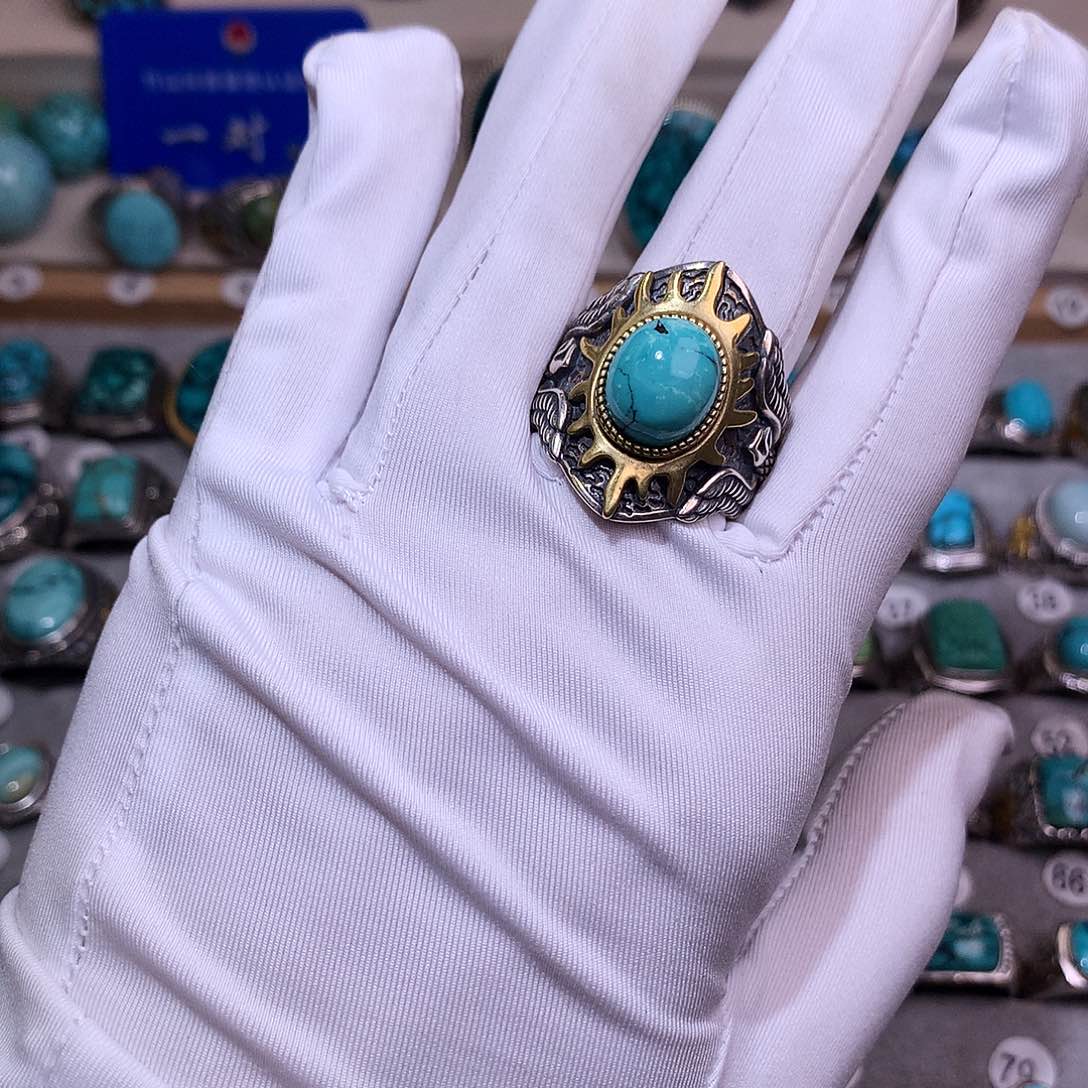 绿松石挂件银S925镶嵌