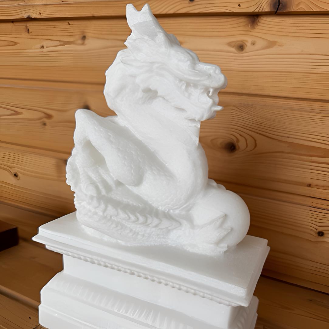 天然汉白玉龙戏珠摆件石雕制品家居装饰品