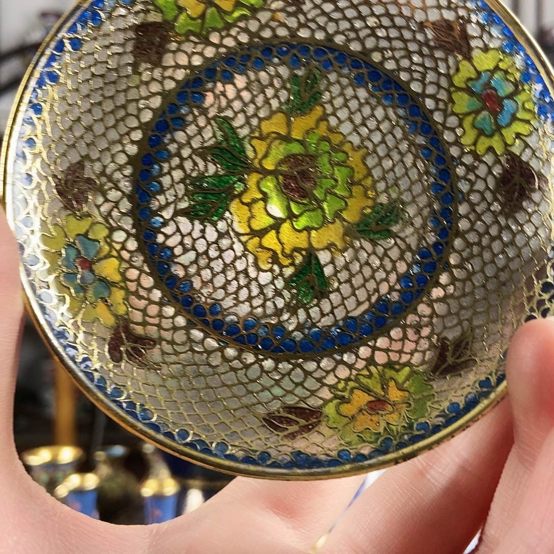 用***2铜景泰蓝脱胎盘子一个老货