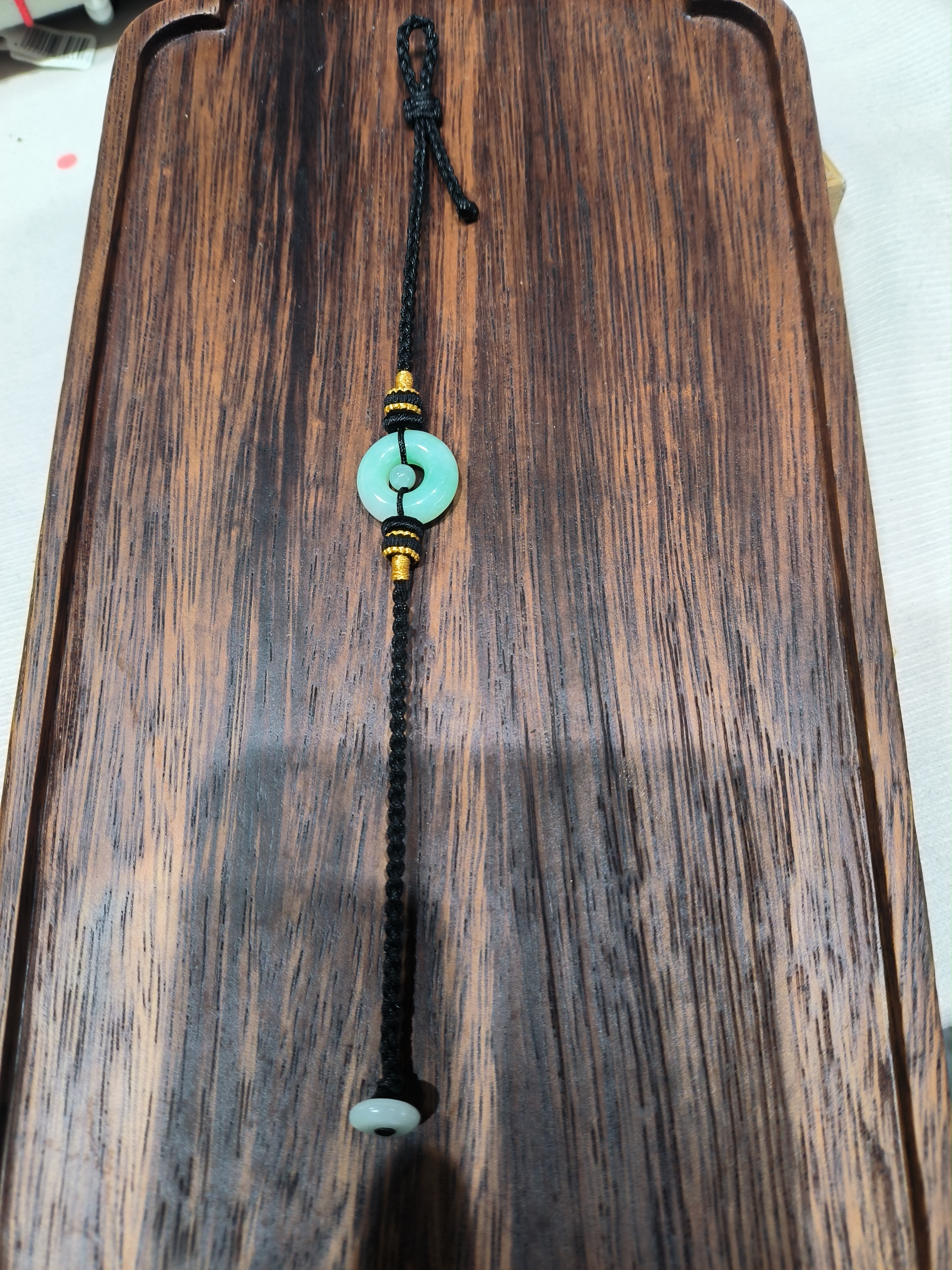 天然缅甸A货翡翠甜甜圈纯手工编绳手链