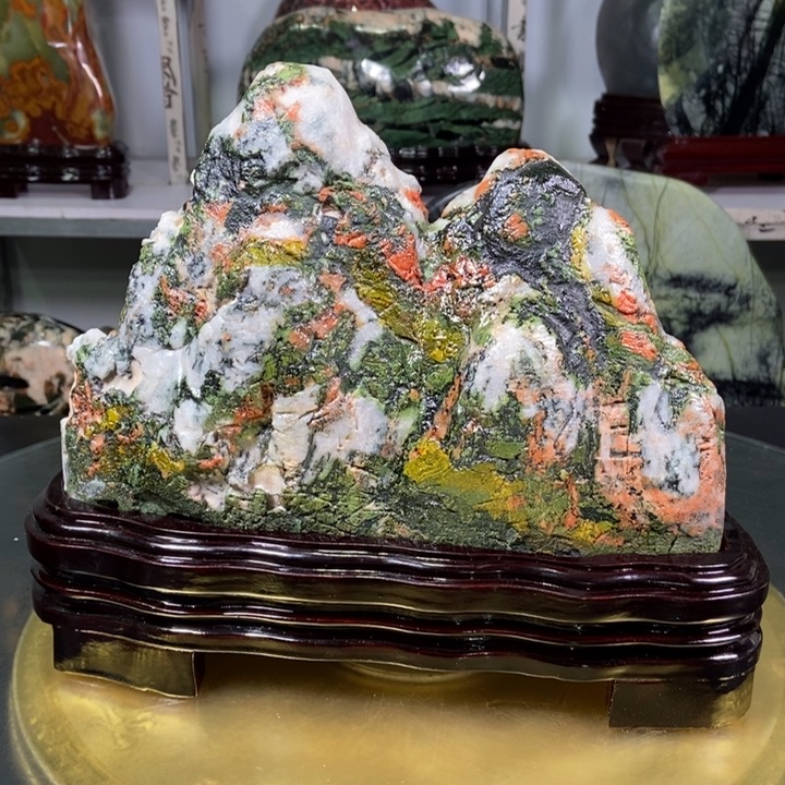 平***晶石材七彩石摆件家居用品