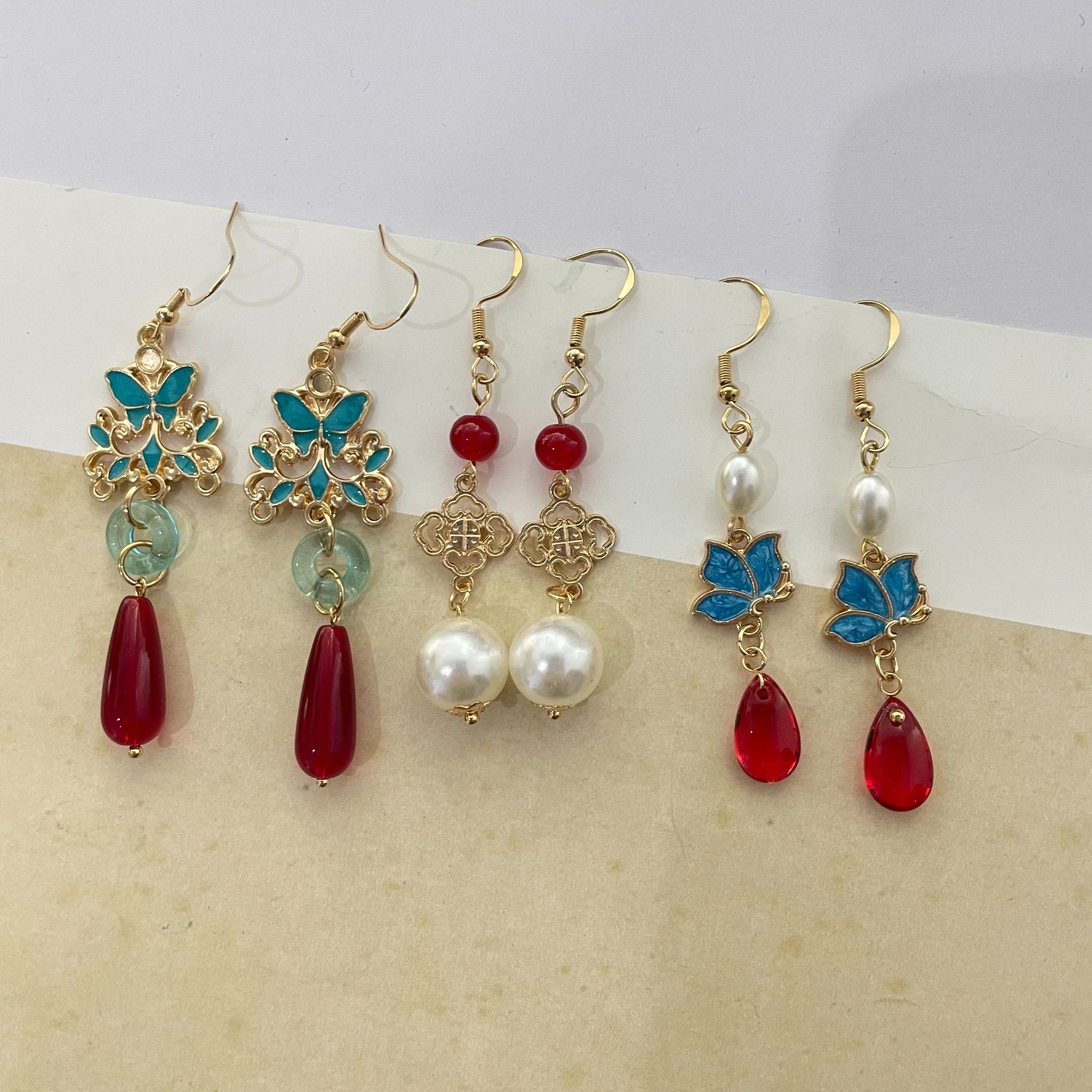 合金耳饰 古风烧蓝耳环宫廷风耳饰明制汉服配饰道具民族风