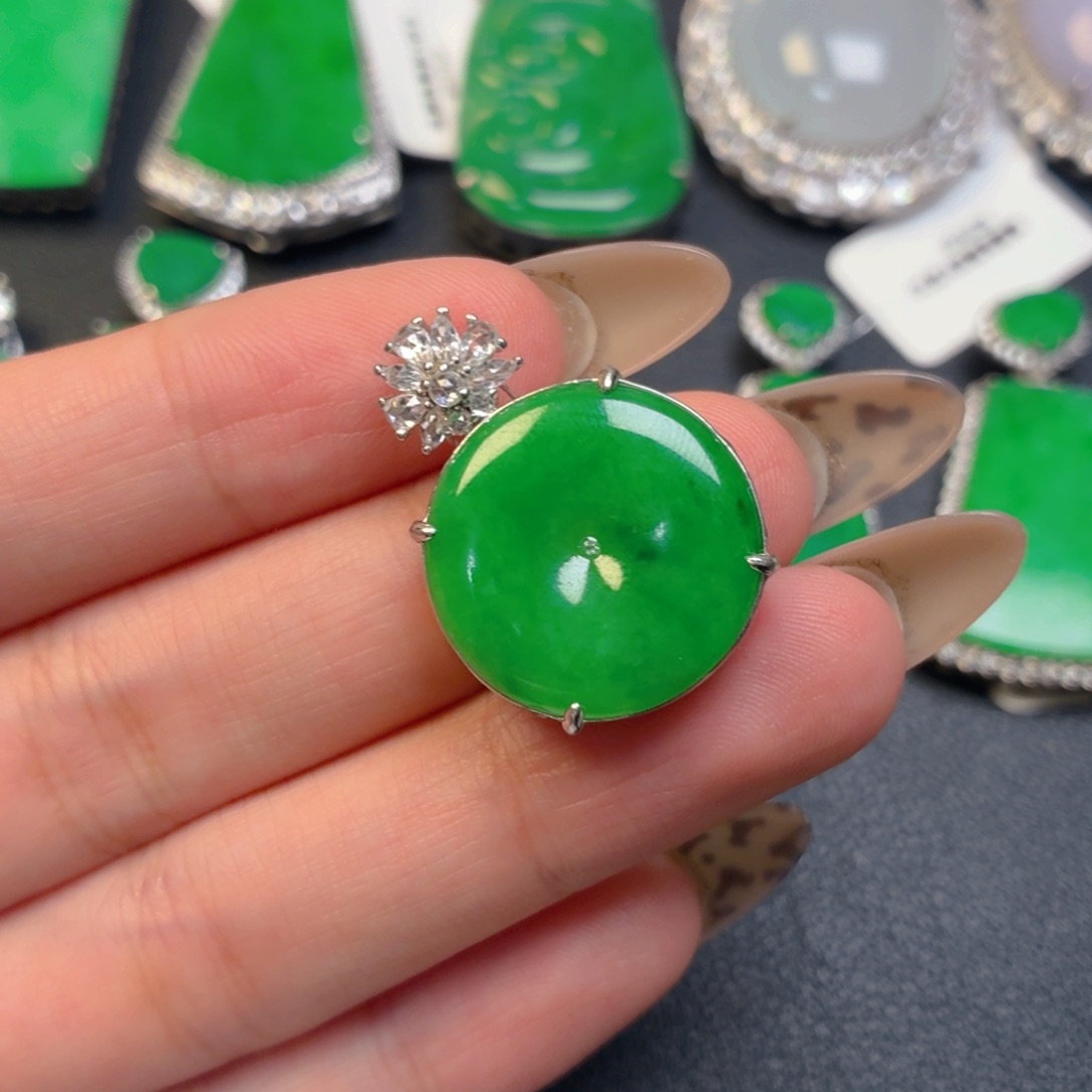 翡翠银S925镶嵌吊坠(不含链)