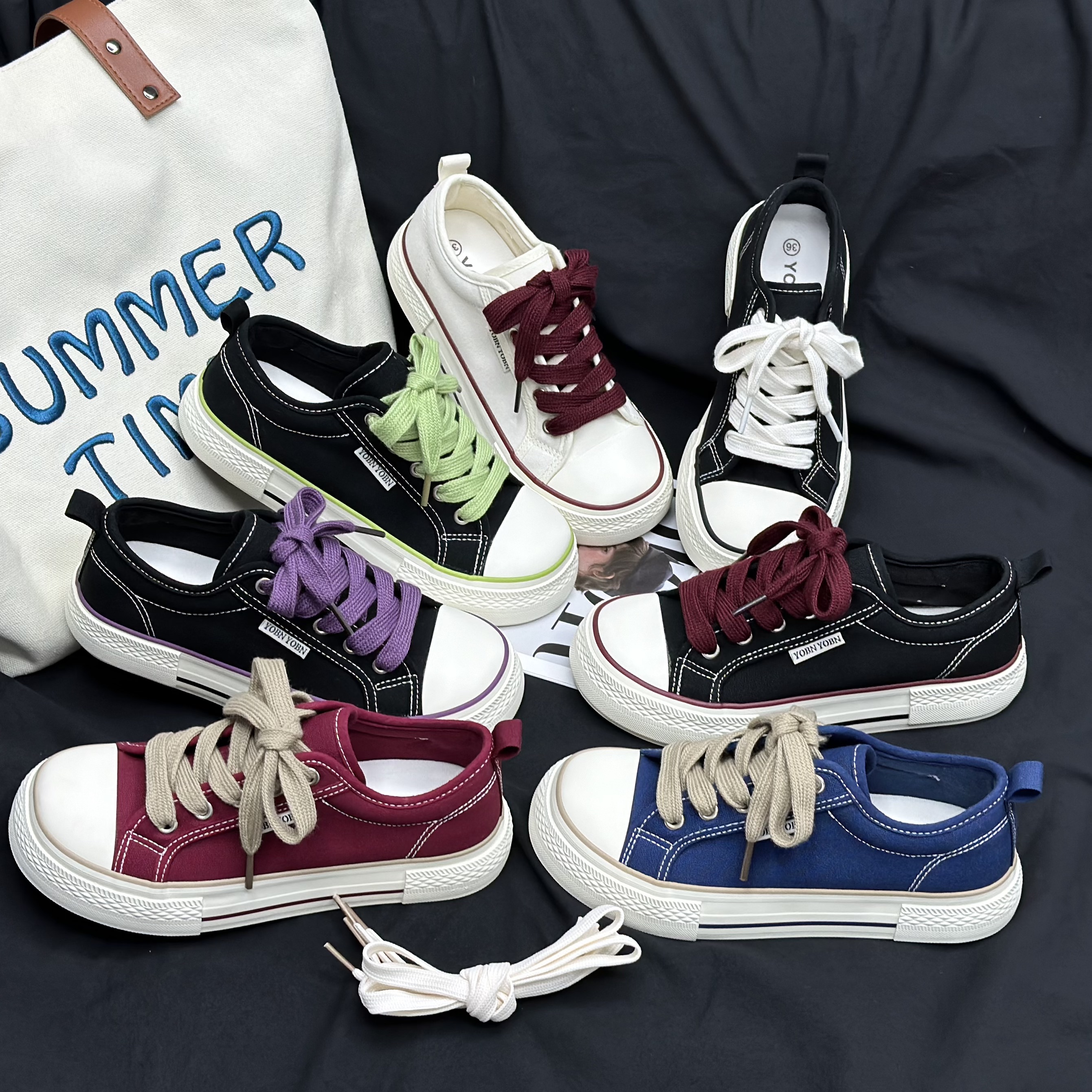 【ZHM】百搭帆布鞋2025春新款低帮系带复古板鞋女学生韩版平底休闲