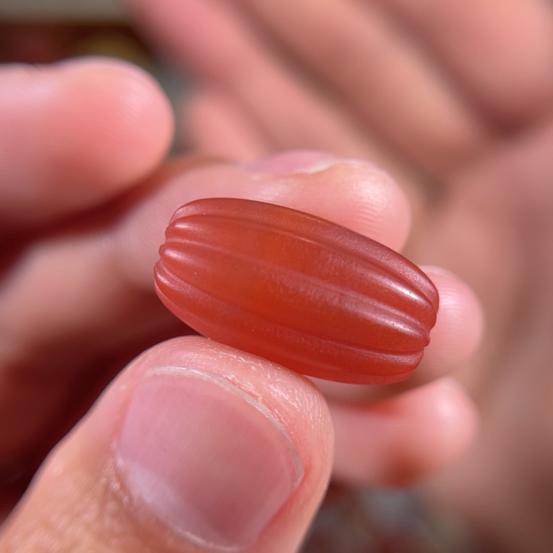 南红玛瑙大黑洞瓜珠勒子18.7*10.4不退不换未镶嵌