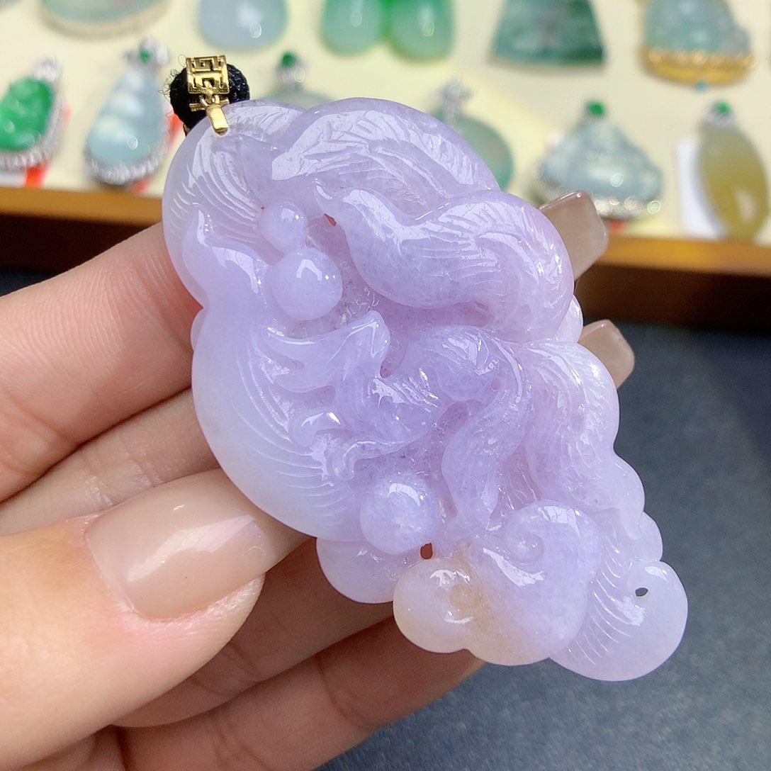 翡翠颈饰18K金镶嵌九尾狐