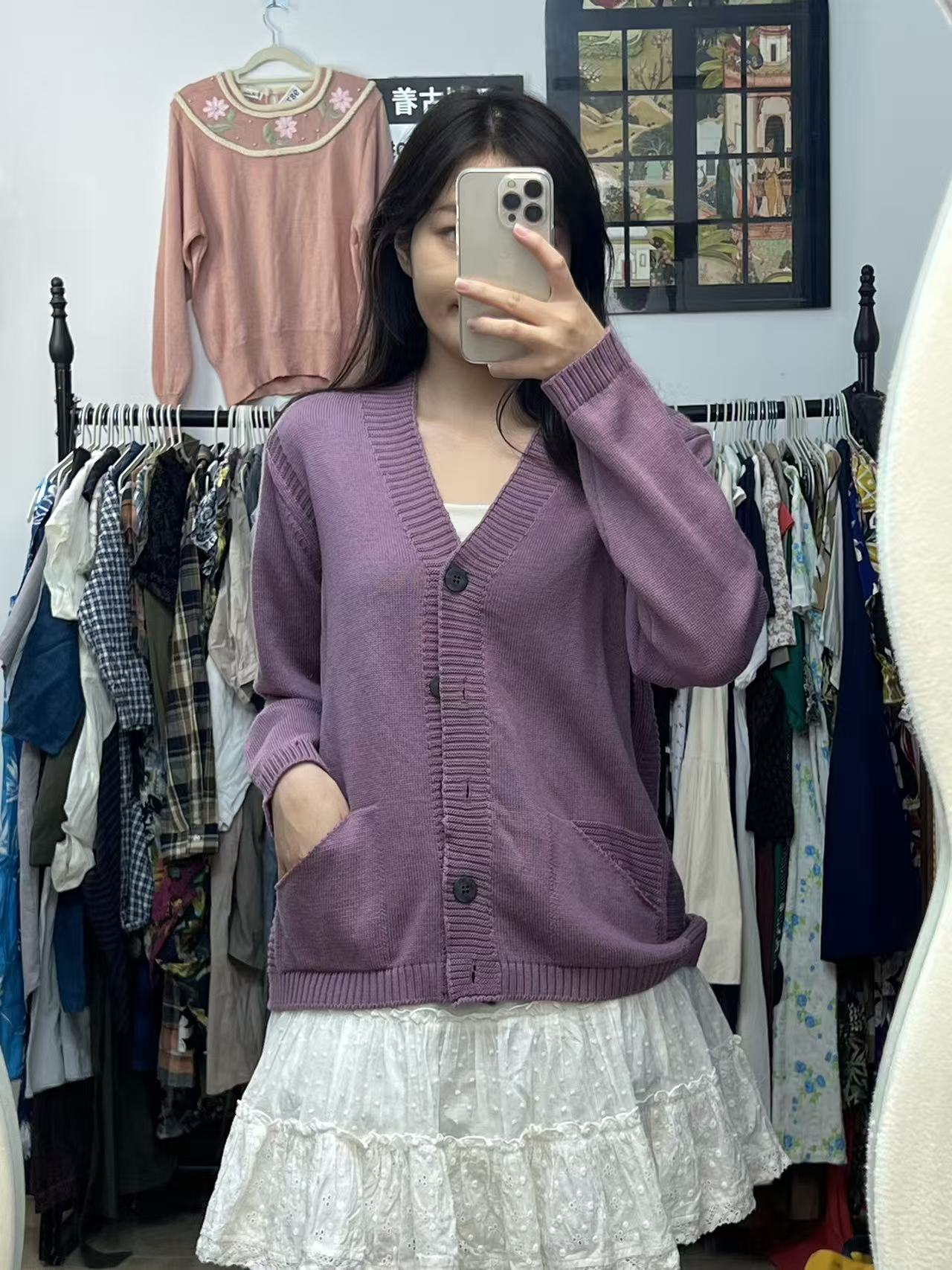 vintage日系圆领百搭针织衫休闲上衣毛衣