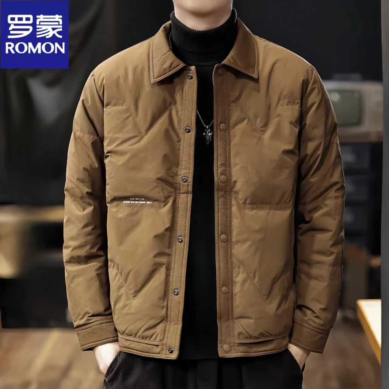 Romon/罗蒙轻薄羽绒服男士冬季新款韩版简约潮流休闲商务保暖外套