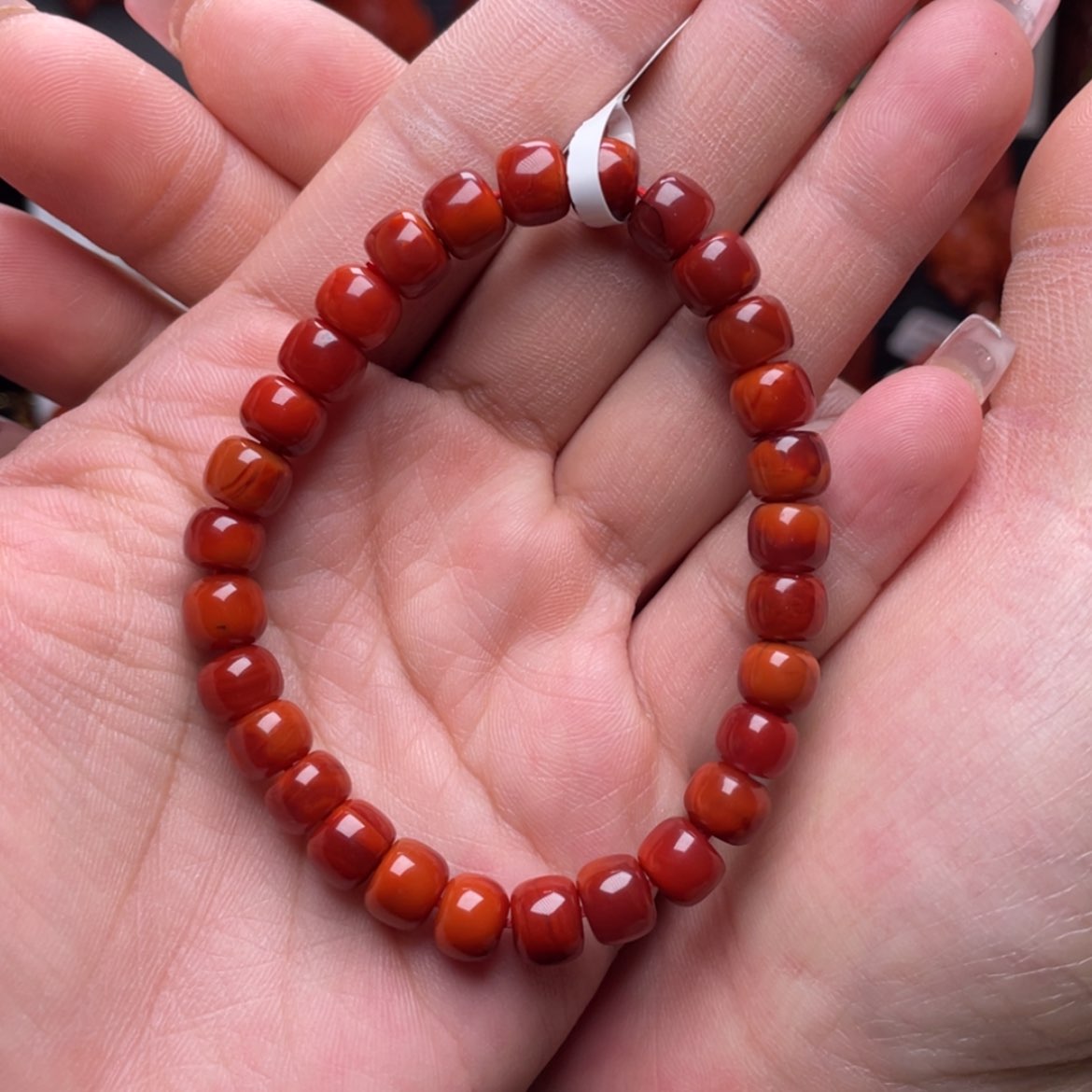 【闪购商品】南红玛瑙7➕满肉手串18K金镶嵌