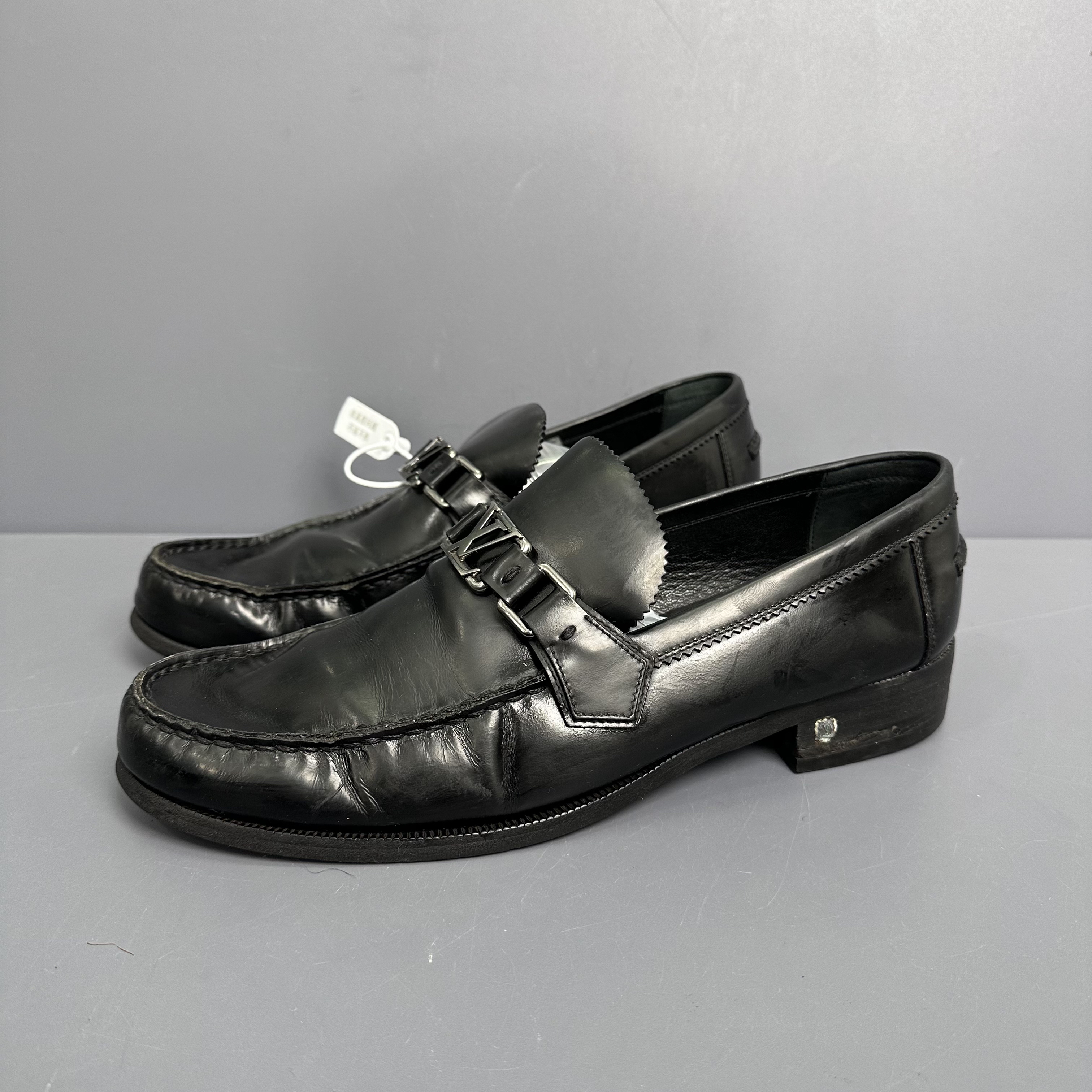 95新 LouisVuitton/路易威登 43.5 lvlogo漆皮皮鞋休闲鞋侧边磨损