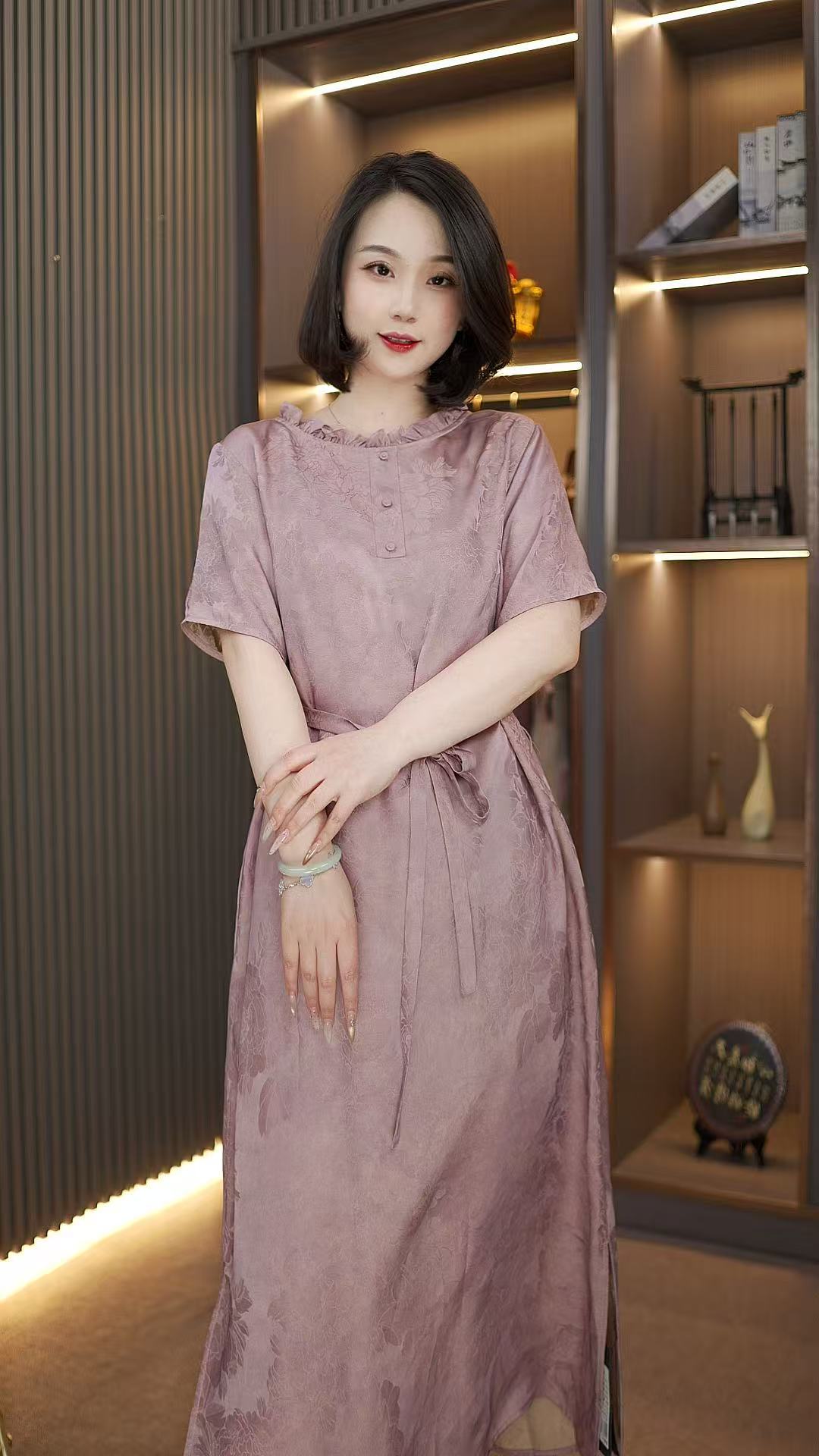 怀瑾-圆领收腰显瘦系带设计新款连衣裙