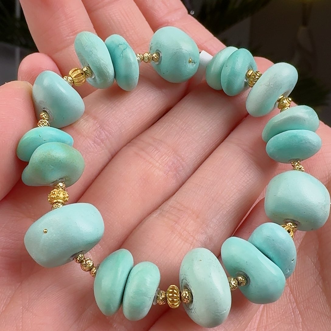 绿松石珠宝奇石18K金镶嵌
