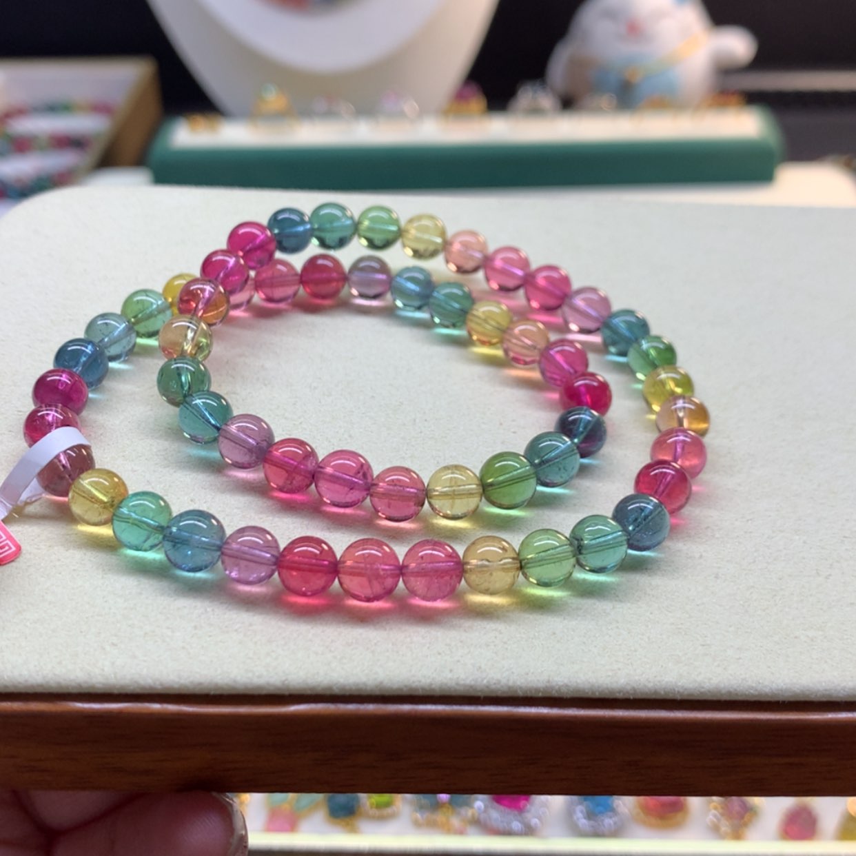 【闪购商品】碧玺手串未镶嵌荧光人鱼色标双圈6.6mm