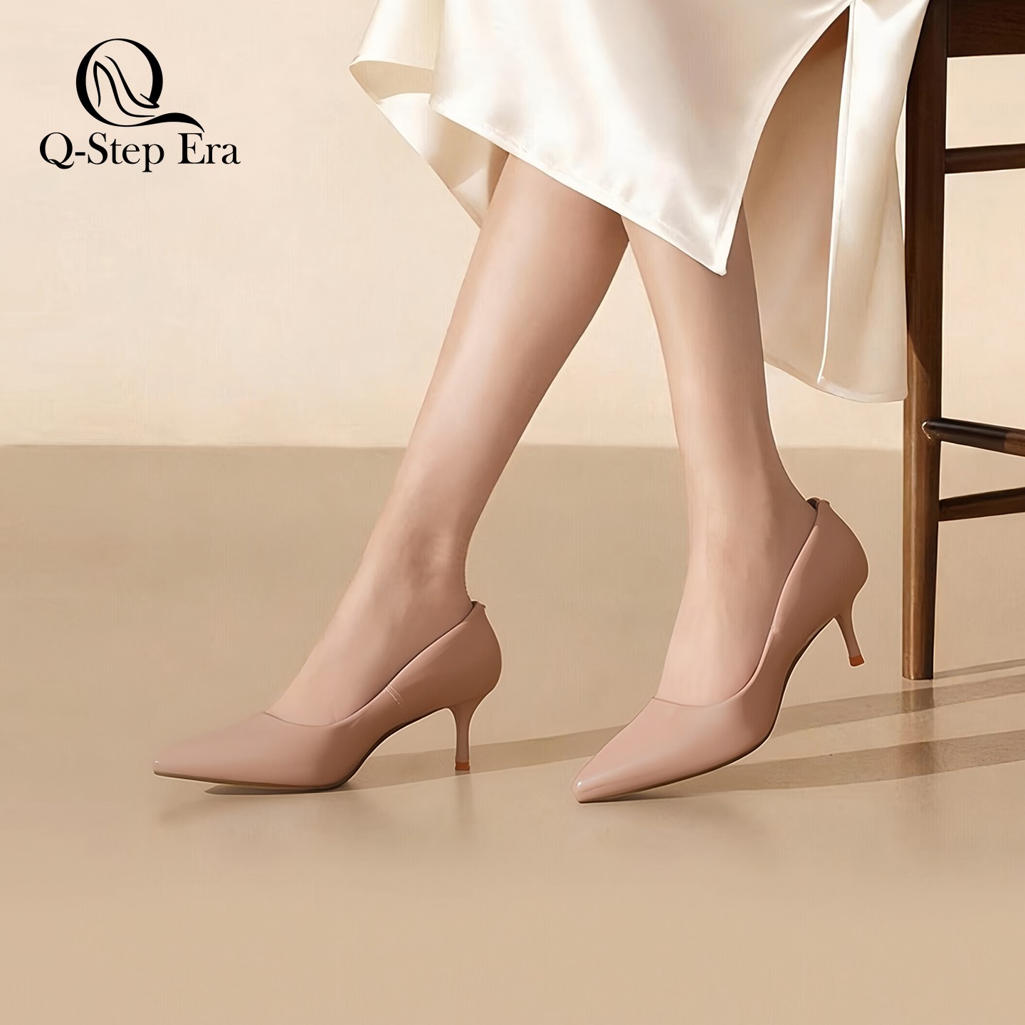 漆皮尖高跟鞋头胶粘防滑细跟高跟鞋黑高跟鞋鞋子女士百搭性感