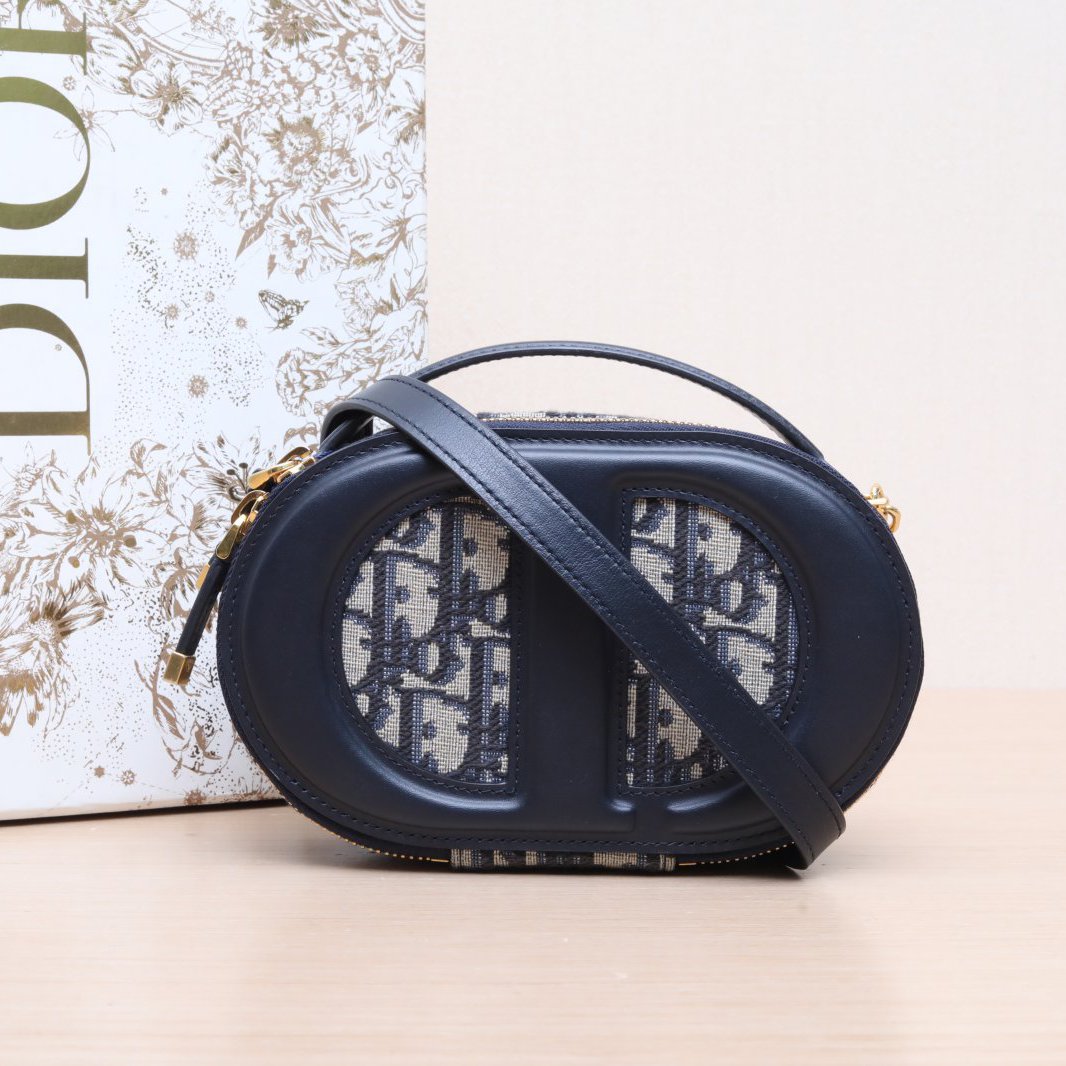 99新 DIOR/迪奥  墨蓝色 帆布 2023 相机包 18CM /P254007596