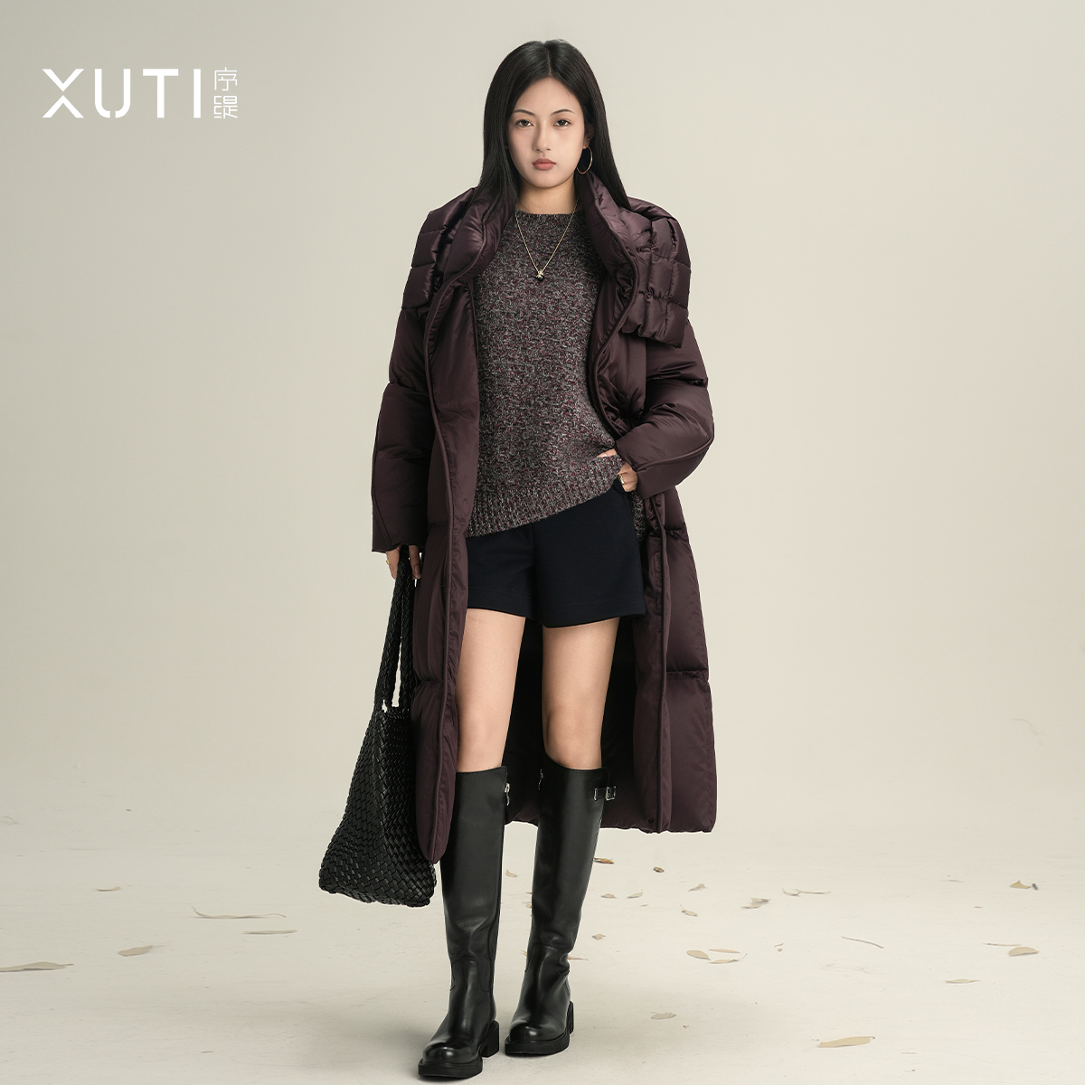 序缇『冬日恋歌』95白鹅绒连帽羽绒服女中长款外套H317-25959