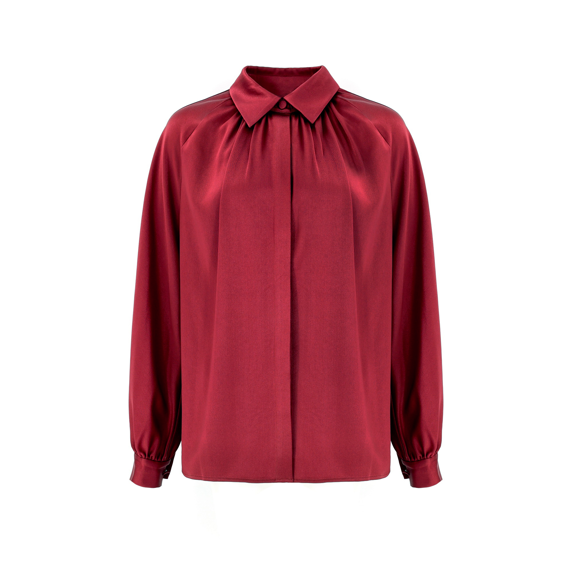 ELE CHIC【王小骞联名款-醋酸衬衫】插肩袖雅典式衬衫