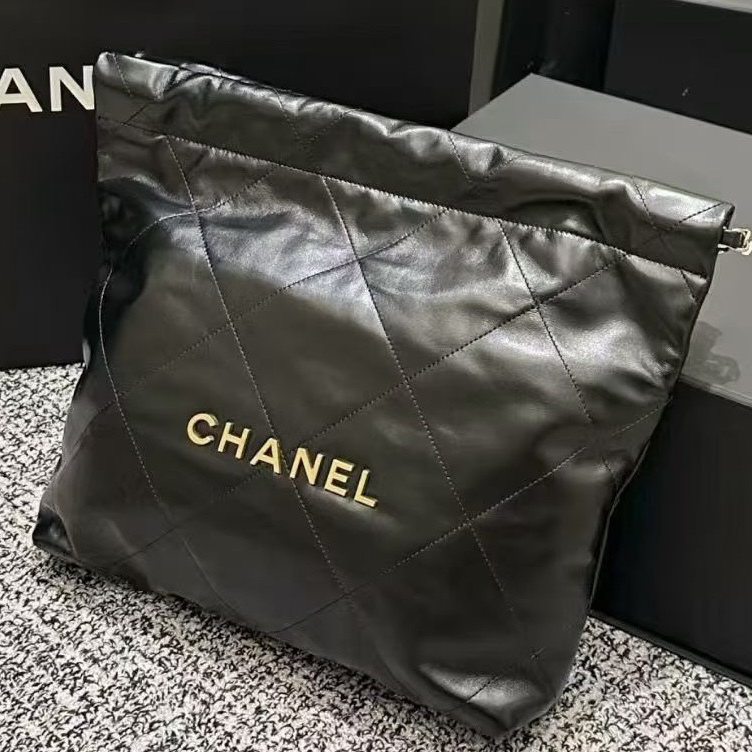 未使用 Chanel/香奈儿 黑金22bag小号 芯片款 单肩垃圾袋