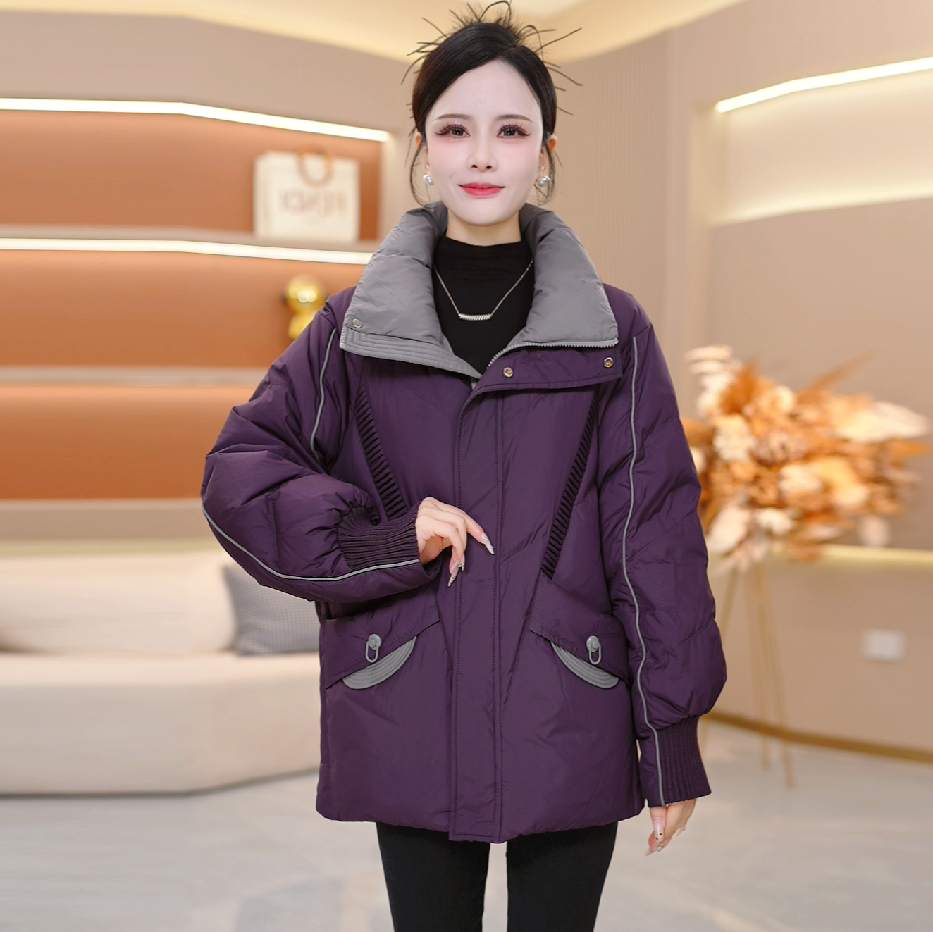 休闲显瘦2025年冬季新款时尚洋气宽松保暖加厚羽绒服SJYF5229