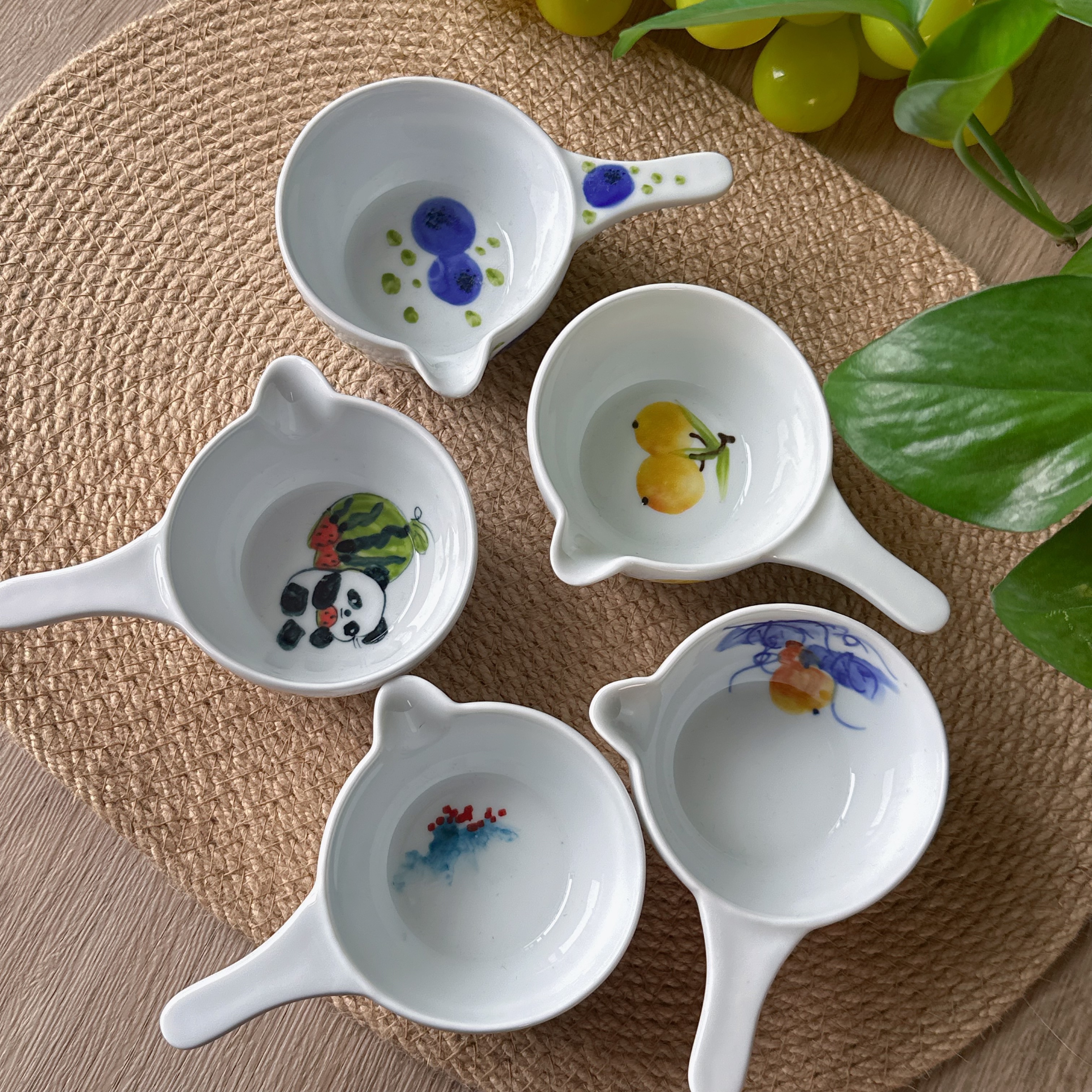 小奶勺景德镇高温陶瓷食品级手绘釉中彩高颜值创意调料勺