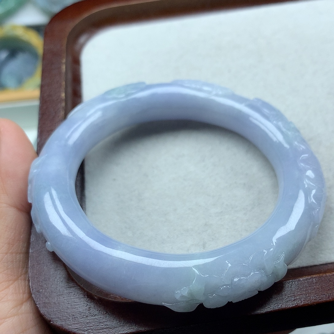 翡翠未镶嵌手镯复古风格57.5