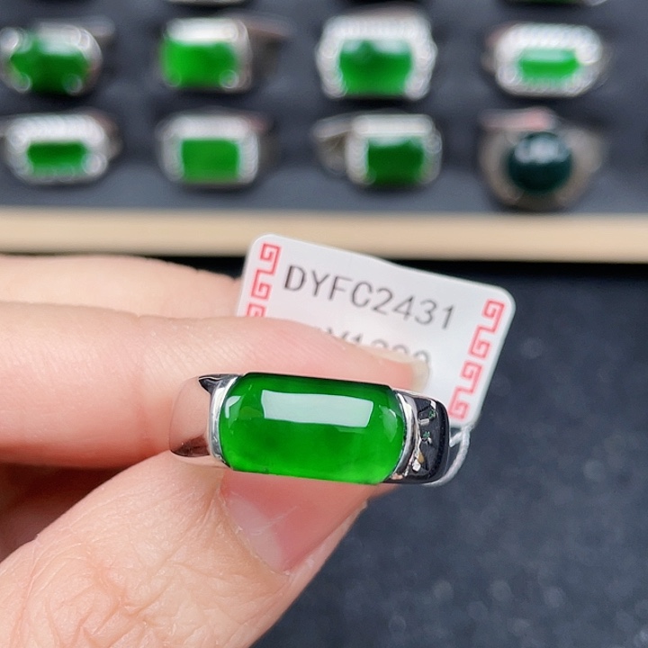 翡翠戒指银S925镶嵌明*包邮没运费险编号2431